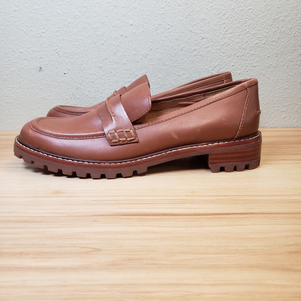 Madewell Corinne Lugsole Loafer Maple Brown Fall Academia Preppy Office Size 7.5